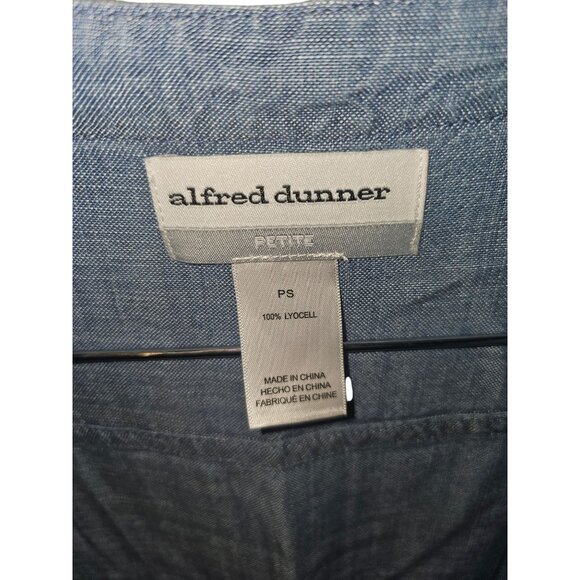 Alfred Dunner Womens Petite Small Blue Chambray Jacket w/Pockets & 3/4 Sleeves - Picture 13 of 13